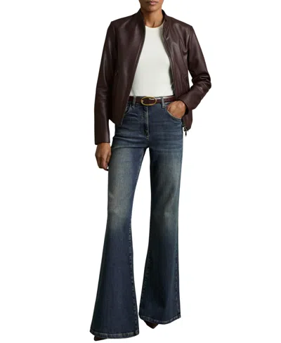 Reiss Women's Mid-rise Flared Jeans In Brown