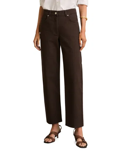 Reiss Womens Chocolate Selin Mid-rise Straight-leg Denim Jeans In Brown