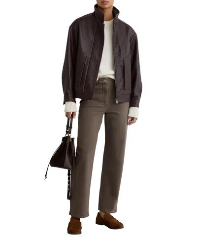 Reiss Women's Mid-rise Straight-leg Jeans In Brown