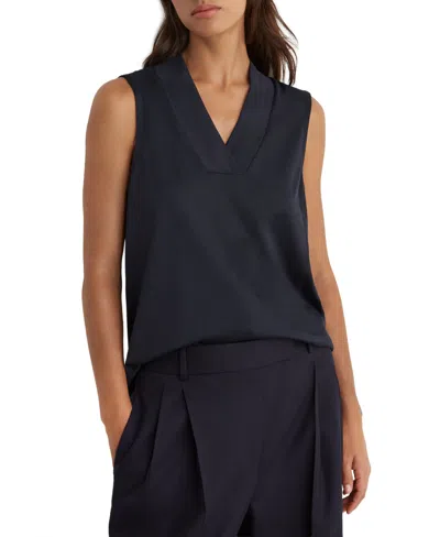 Reiss Women's Miley Jersey V-neck Vest In Blue