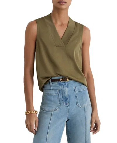 Reiss Khaki Green Jersey V-neck Vest