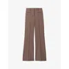 Reiss Womens Mink Neutral Claude Pinched-seam Flared-leg High-rise Stretch-woven Trousers