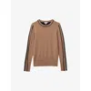 Reiss Womens Mink/black Annie Colour-block Slim-fit Wool And Cashmere-blend Jumper Xs In Mink/black