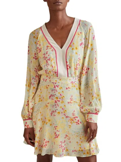 REISS WOMEN'S MOLLY FLORAL PUFF-SLEEVE MINIDRESS