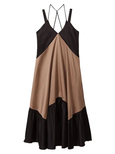 Reiss Women's Natalia Colorblock Cotton Maxi Dress In Brown Black