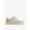 REISS REISS WOMEN'S NATURAL ASHA CANVAS AND SUEDE LOW-TOP TRAINERS