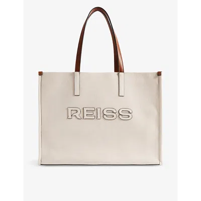 Reiss Lola - Natural Woven Logo Tote Bag, One