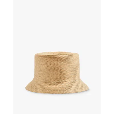 Reiss Rachel Straw Paper Bucket Hat In Natural