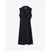 REISS REISS WOMEN'S VY ELLE WRAP-FRONT SLEEVELESS KNITTED MIDI DRESS