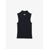 Reiss Womens Navy Kimmy V-neck Sleeveless Stretch-knit Vest In Navy