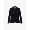 Reiss Navy Tailored Fit Textured Double Breasted Blazer In Navy