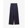 Reiss Womens Navy Yara Elasticated-waist Wide-leg Woven Trousers