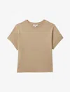 Reiss Womens Neutral Lois Cropped Cotton T-shirt