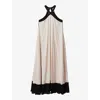 Reiss Neutral/black Relaxed Colourblock Maxi Dress In Neutral/black