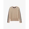 Reiss Womens Neutral/navy Annie Colour-block Slim-fit Wool And Cashmere-blend Jumper In Neutral/navy