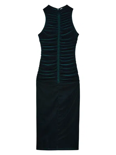 Reiss Women's Niva Ruched Velvet Sleeveless Maxi Dress In Blue