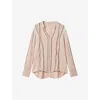 REISS MIA CONTRASTING-TRIM STRETCH-WOVEN BLOUSE