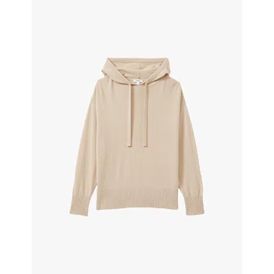 Reiss Womens Nude Sammie Relaxed-fit Drawstring Wool And Cashmere-blend Hoody In Nude