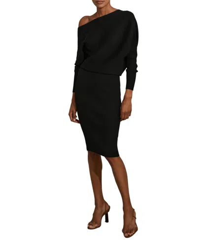 Reiss Women's Off-the-shoulder Ribbed Midi Dress In Blue