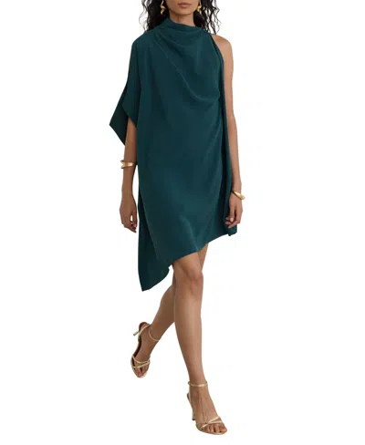 Reiss Women's One-shoulder Asymmetrical Draping Mini Dress In Blue