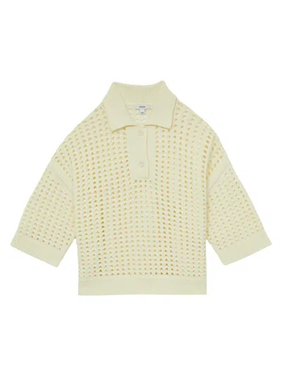 Reiss Women's Oversized Crochet Polo Shirt In Yellow