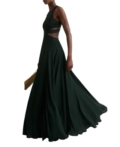 Reiss Womens Green Paloma Cut-out Stretch-woven Maxi Dress In Black