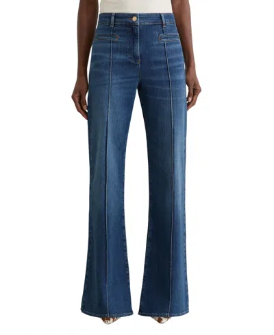 Reiss Women's Pintuck-detail Flared Jeans In Blue