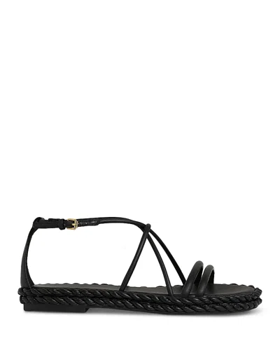 Reiss Womens Black Plait Braided Leather Flat Sandals Eur 37 / 4 Uk