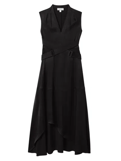 Reiss Women's Raya Belted Crepe Maxi Dress In Black