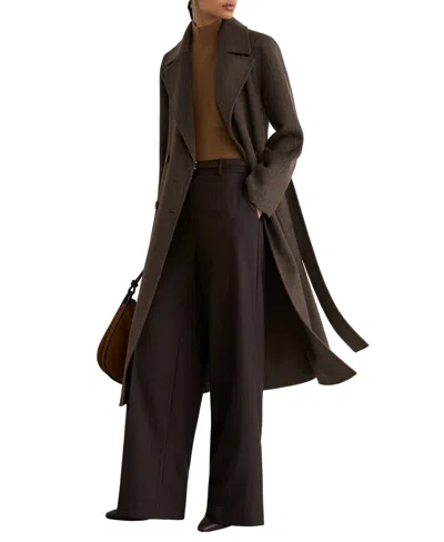 Reiss Mocha Brown Tall Double-breasted Blind-seam Coat Wool-blend With Cashmere