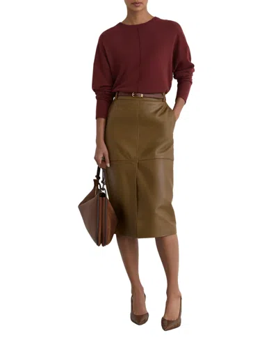 Reiss Women's Reverse-seam Wool-blend Sweater In Burgundy