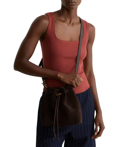 Reiss Womens Rust Red Riva Square-neck Ribbed Stretch-cotton Vest