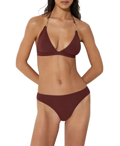 Reiss Women's Ruby Trim Detail Triangle Bikini Top In Rhubarb Red