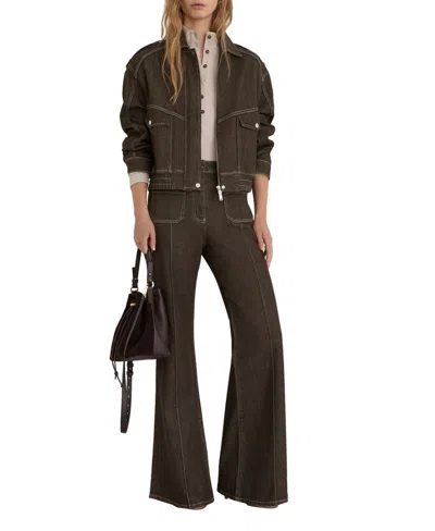Reiss Women's Sakura Flare Patch Pocket Jean In Brown