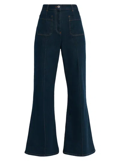 Reiss Women's Sakura High-rise Stretch Flare Jeans In Blue