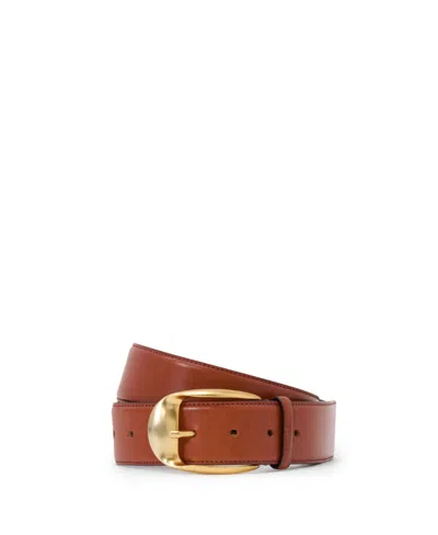 Reiss Women's Sammy Leather Round Gold Buckle Belt In Tan