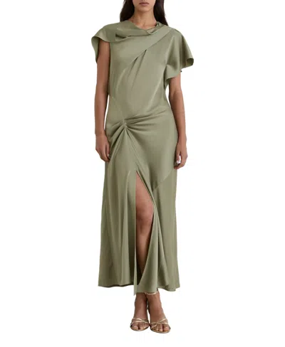 Reiss Sasha Satin Draped Dress In Green