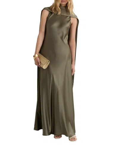 Reiss Women's Satin Cape Maxi Dress In Green
