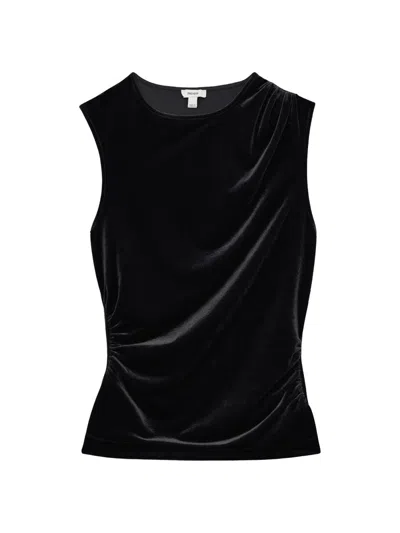 Reiss Women's Scarlett Draped Velvet Top In Black