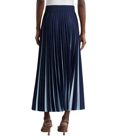 Reiss Women's Serena Contrast Pleated Midi Skirt In Blue
