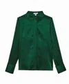Reiss Ameira Silk Satin Shirt In Green