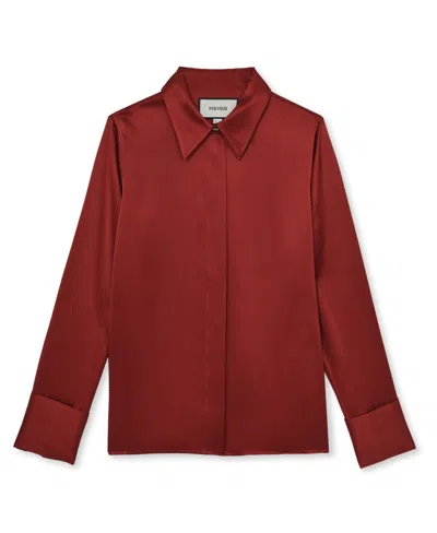 REISS WOMEN'S SILK-SATIN CONCEALED-PLACKET SHIRT