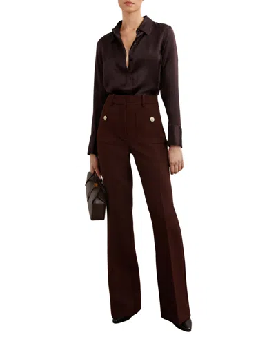 REISS WOMEN'S SILK-SATIN CONCEALED-PLACKET SHIRT