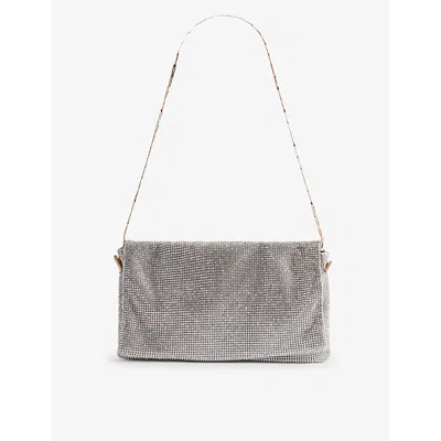 Reiss Women's Silver Soho Chainmail-embellished Woven Shoulder Bag