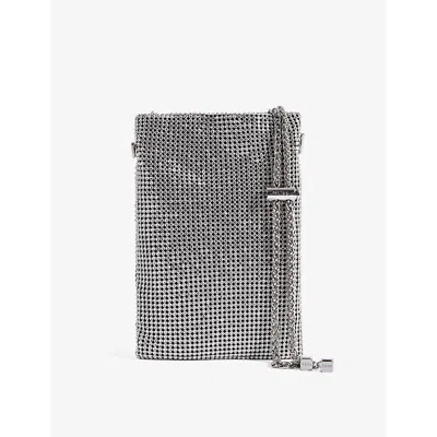 Reiss Womens Silver Zuri Crystal-embellished Aluminium Phone Pouch In Metallic