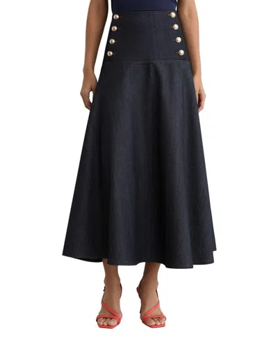 Reiss Women's Skylar Denim A-line Midi Skirt In Black