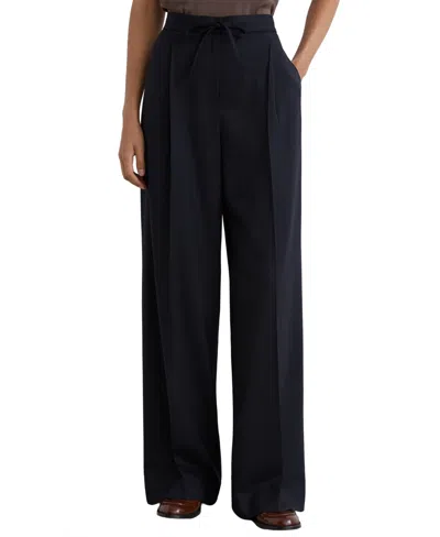 Reiss Solene Wool Blend Wide Leg Trousers In Blue