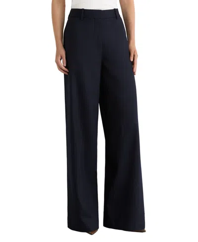 Reiss Solene Wool Blend Wide Leg Trousers In Blue