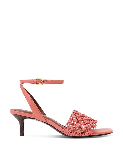Reiss Women's Stephanie Leather Kitten Heel Sandals In Pink