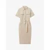 Reiss Aime Belted Shirtdress In Stone
